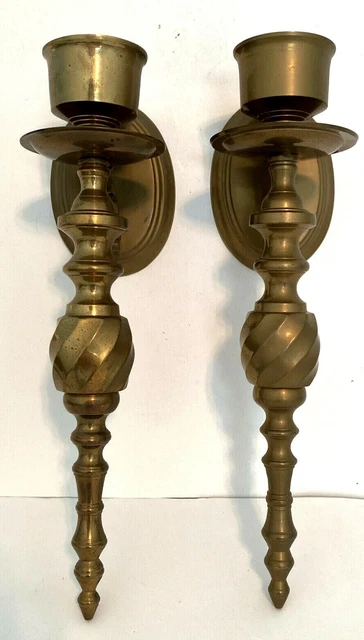 Solid Brass Swirl Twist Wall Sconce Candle Holders Vintage