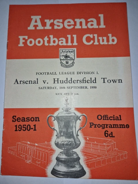 ARSENAL V HUDDERSFIELD Town Official Programme 1950. £3.50 PicClick UK