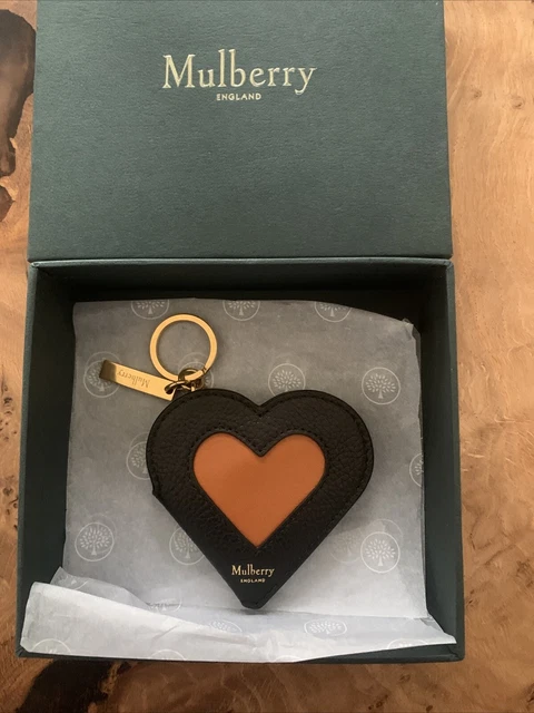 LOVELY MULBERRY HEART Portrait Keyring Bag Charm. Opens to insert 2 Pictures 45.00 PicClick UK