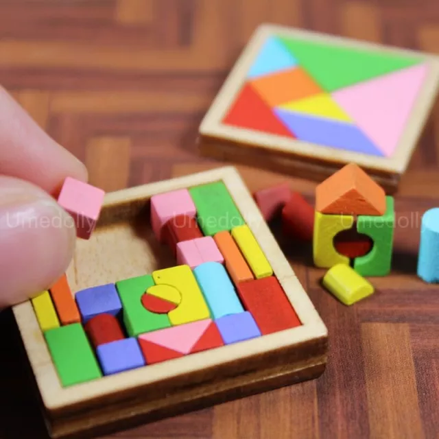 1 JUEGO de accesorios de rompecabezas de siete piezas para casa de muñecas escala 1:12th bloques en miniatura