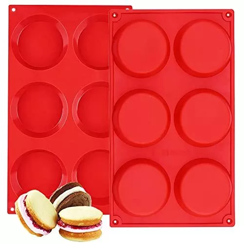 Silicone Muffin Top Pans 2 Pack Nonstick 3" Whoopie Pie Baking Pan 3 Inch Round