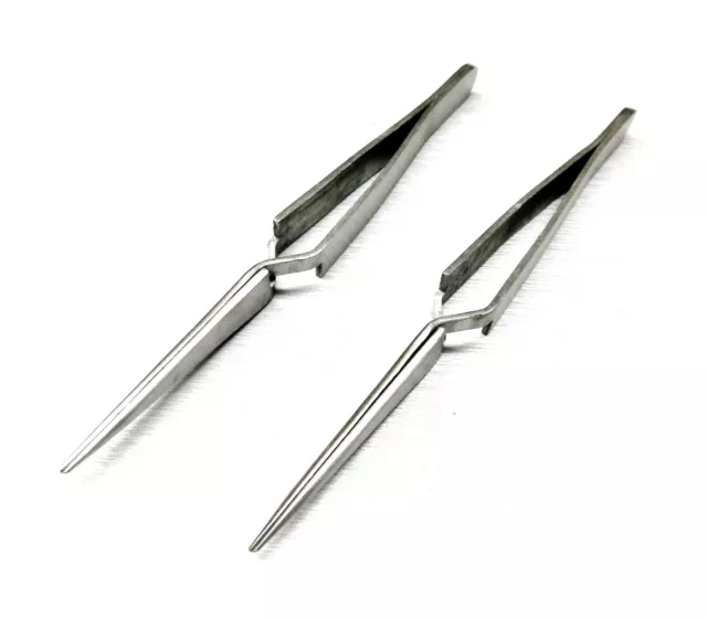 Cross Lock Tweezers Cross Locking Self Closing Reverse Action 4-3/4" Set of 2pcs