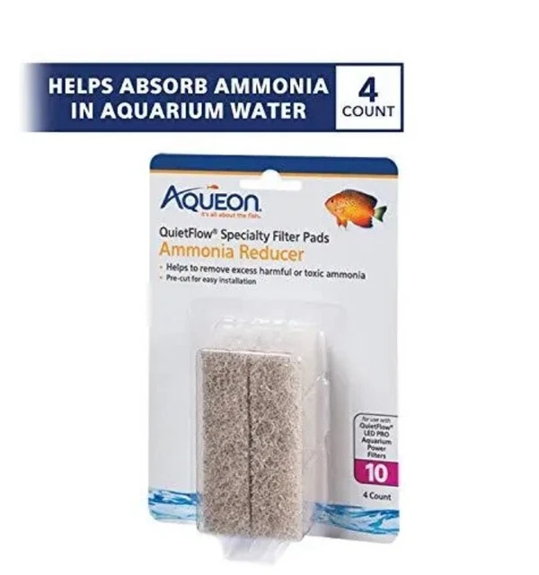 Ammonia Reducer Filter Pads For Aqueon Aquarium Filters - Pack Of 12, Fresh & Saltwater