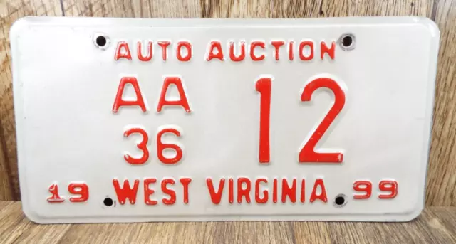 VINTAGE 1999 WEST VIRGINIA Dealer-AUTO AUCTION license plate Tag MAN CAVE