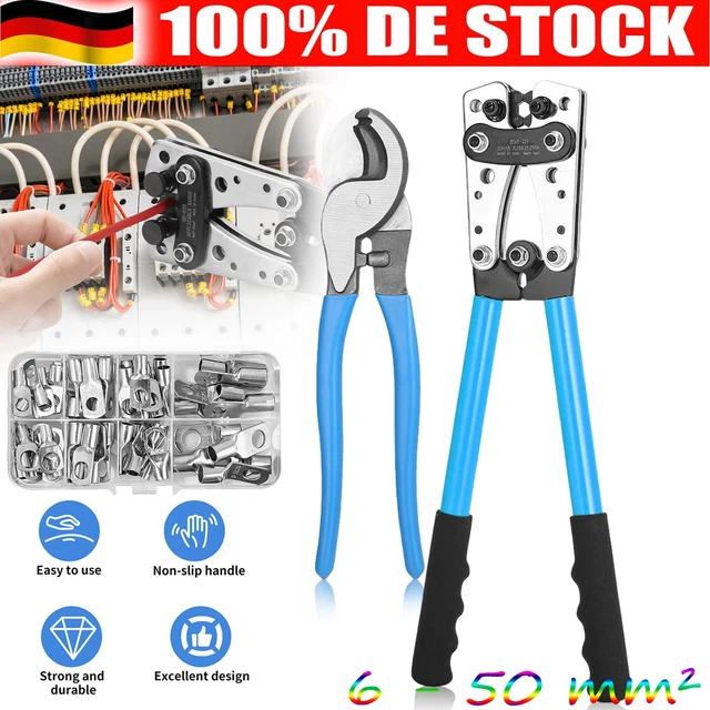 Presszange Crimpzange Quetschzange Kabelschuh Hülsen Zange 6-50mm ² Solaranlage