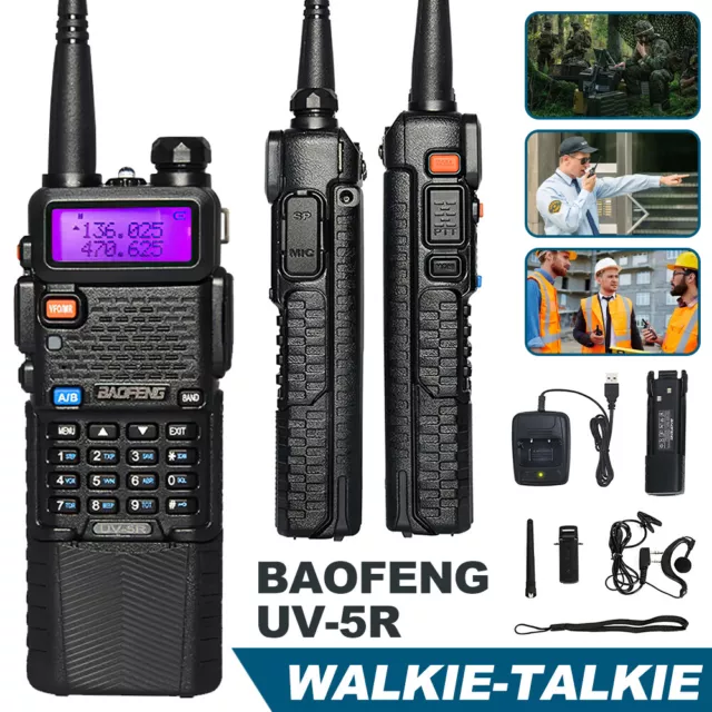 Baofeng UV-5R LCD Dual Band UHF VHF Walkie Talkie Ham Two Way Radio + Earpiece