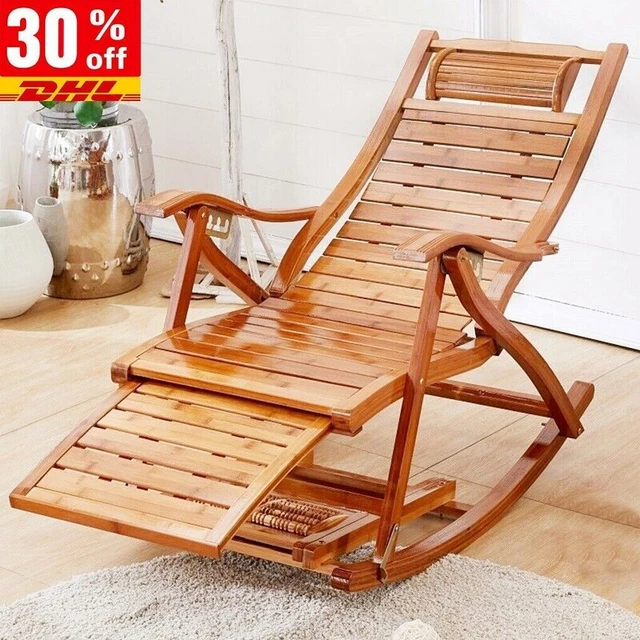 Schaukelstuhl Holz Garten Bambus Schaukelstuhl / Gartenliege  Klappbare  Schaukelliege, Relaxliege, Sonnenliege, Braun