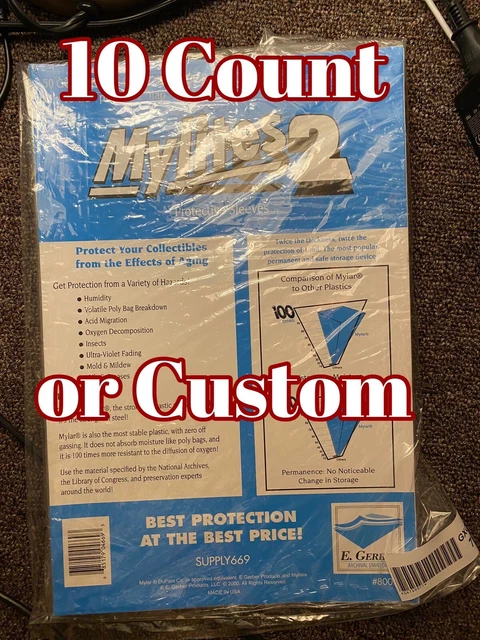 10 Count E Gerber Mylites 2 mil Golden Age Mylar Comic Bags 800M2 8" x 10-1/2"