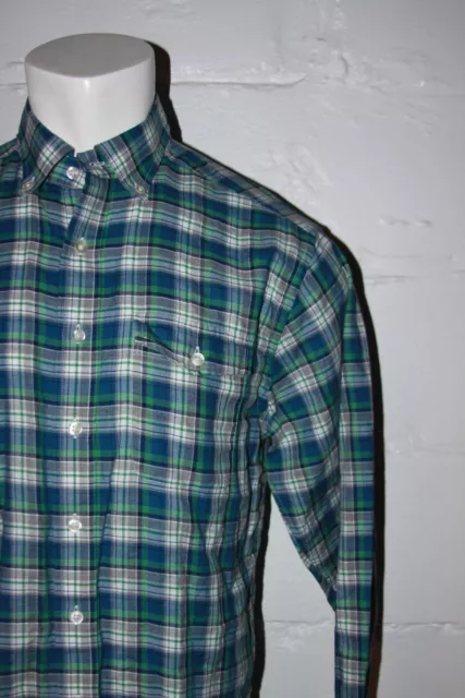 Chemise EUC Vineyard Vines Crosby bleu et vert plaid rabat de poche chemise décontractée taille M