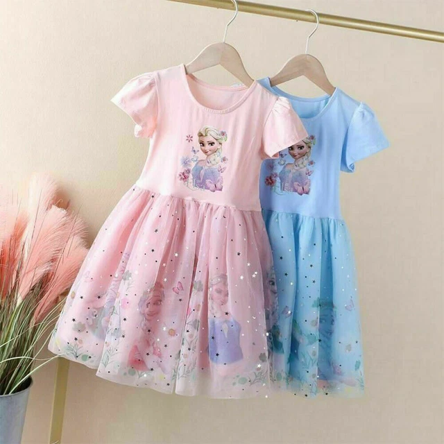 Moda bambina camicie estive regina di ghiaccio congelato Elsa tutu abito abito tulle