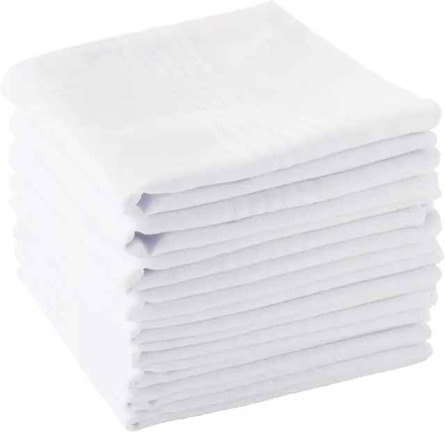 Men'S Handkerchiefs 100% Soft Cotton White Hankie Hankerchieves
