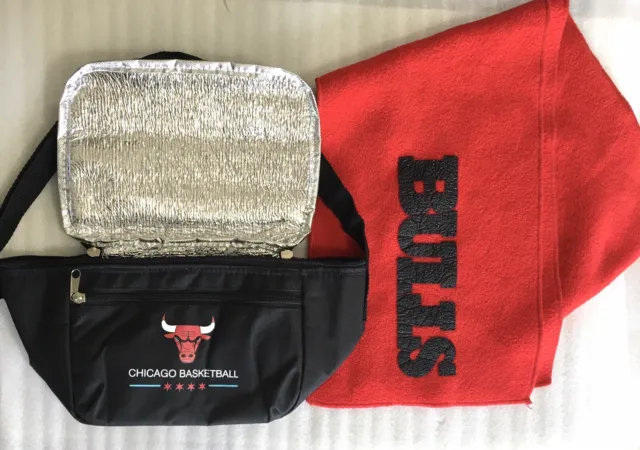 Chicago Bulls Gap Scarf & Budweiser Insulated Belt Pack Beer Bag NBA Accessories
