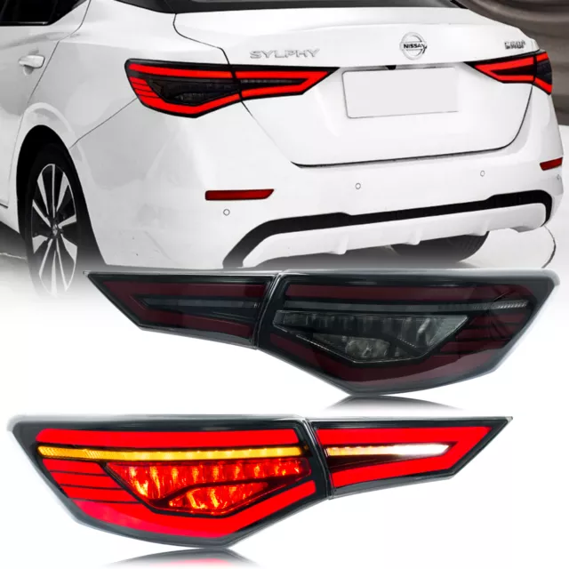 LED Smoke Tail Lights for Nissan Sentra 2020-2024 Sequential Animation Rear Lamp