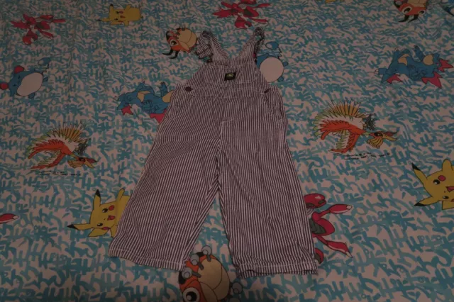 John Deere Denim Overall Bibs Carpenter Striped Jeans Boys Kids Size 2T Toddler