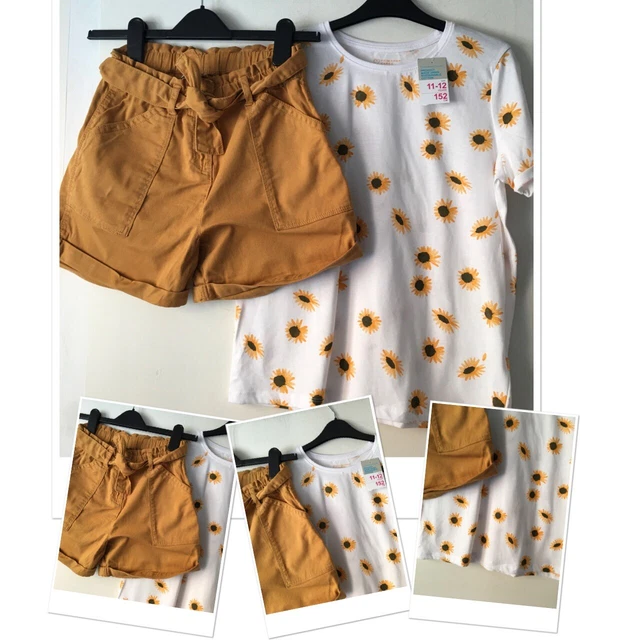 TU Girls Summer Fashion Shorts Exc U & New Tags Prk Sun Flower Top 11-12 Years