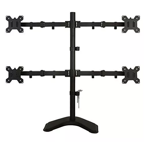 EZM Basic Quad 4 LCD LED Monitor Mount Stand Free Standing with Grommet Mount
