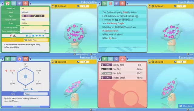 Pokemon Brilliant Diamond Shining Pearl BDSP - Shiny 6IV Max EV Spiritomb