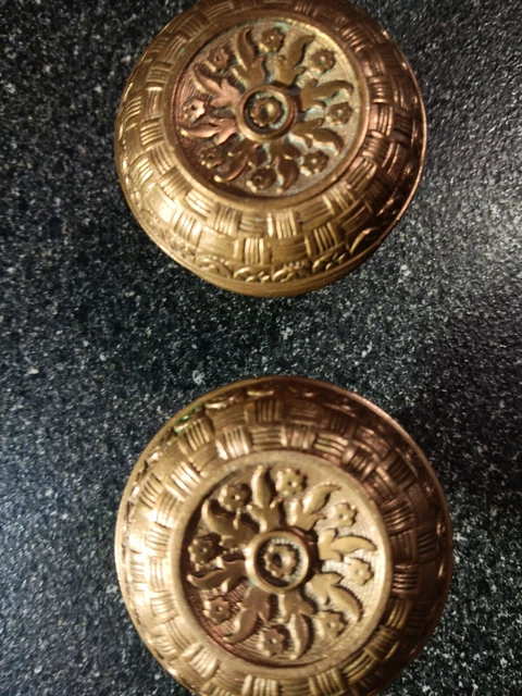 Antique  Eastlake Victorian Ornate Door Knob Set Escutcheon