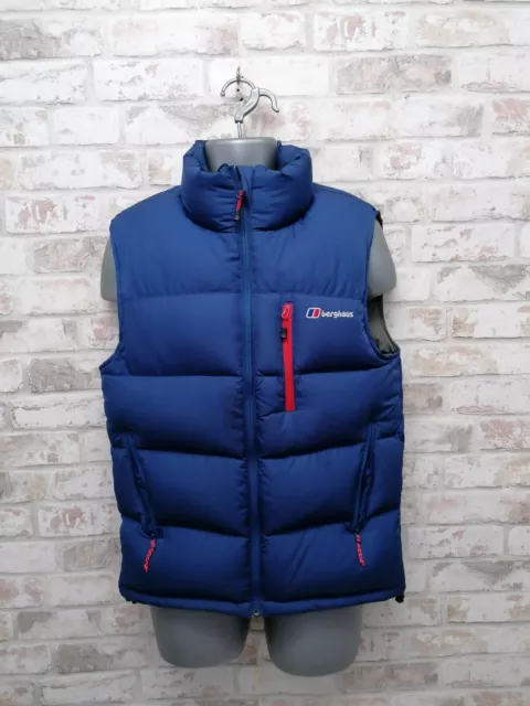 Berghaus Gilet Mens Small Blue Down Fill Insulated Padded Bodywarmer Vest Top