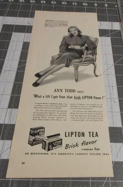 1947 Ann Todd photo Hitchcock The Paradine Case Lipton Tea vintage print ad