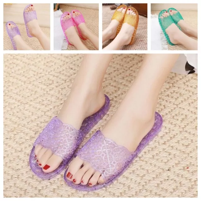 Soft Crystal Jelly Silppers Waterproof Transparent Slides Fashion   Female