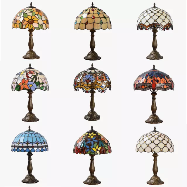 Tiffany Style Table Lamps Handcrafted Stained Glass Art Light Bedside Desk Lamps