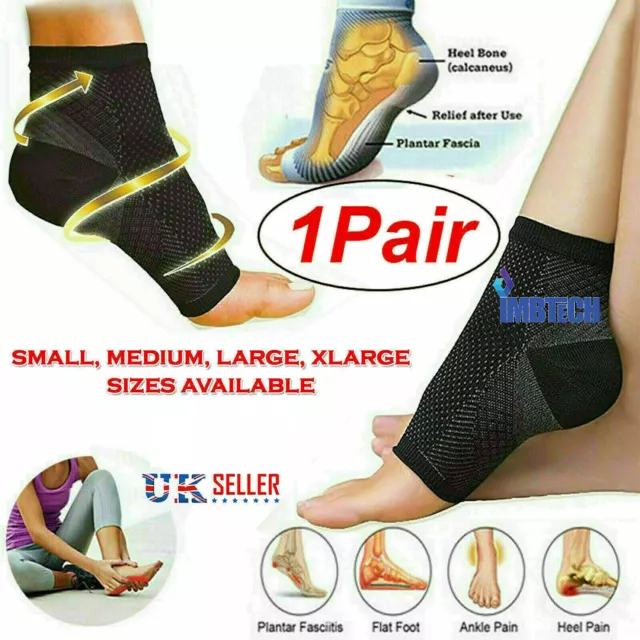 2x Compression Socks Heel Foot Arch Pain Relief Plantar Fasciitis Support Pair