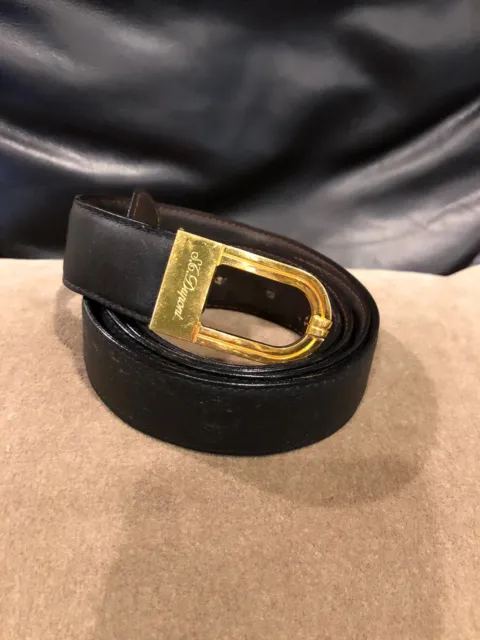ST Dupont Men’s Reversible Belt With Gold Buckle