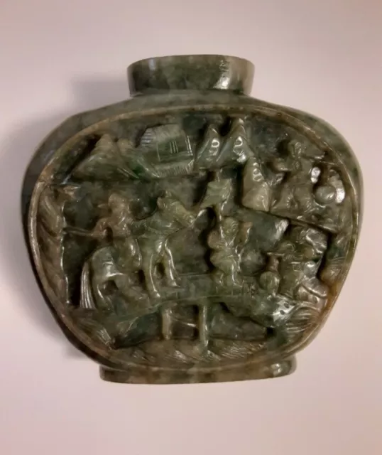 Rare! Antique Chinese Carved Russet Jadeite Snuff Bottle W/ Imperial Scene