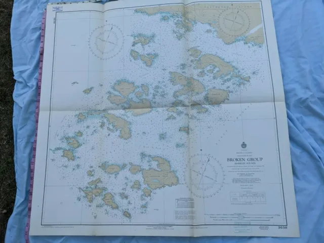 Nautical Chart Maritime Map 1960's Vintage HO-3638 33X3 INCH VANCOUVER BARKLEY