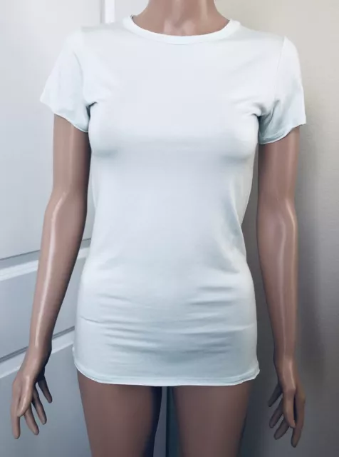 NWT Majestic Paris Aqua Viscose Blend Superwashed Soft Touch Tee Top Shirt Sz:2