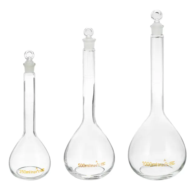 250ml 500ml 1000ml 3.3 Borosilicate Glass Volumetric Flask with Glass Plug,Clear