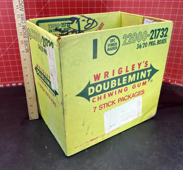 Vtg Wrigleys Spearmint DoubleMint Chewing Gum Shipping Box General Store Green