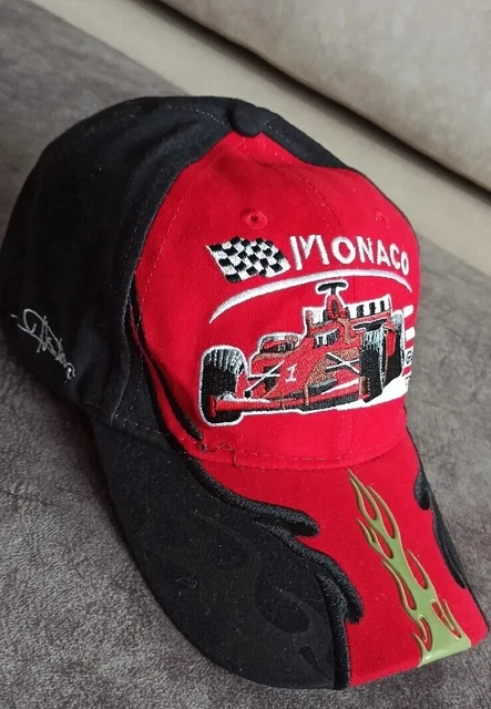 Monaco Grand Prix Hat Cap Embroidered Monte Carlo Black Red  Adjust