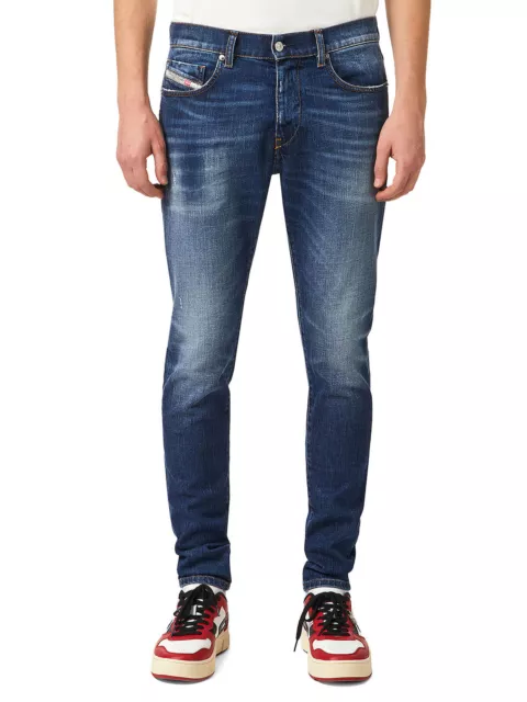 Diesel - Mens Slim Fit Medium Blue Stretch Jeans - D-Strukt 09A92