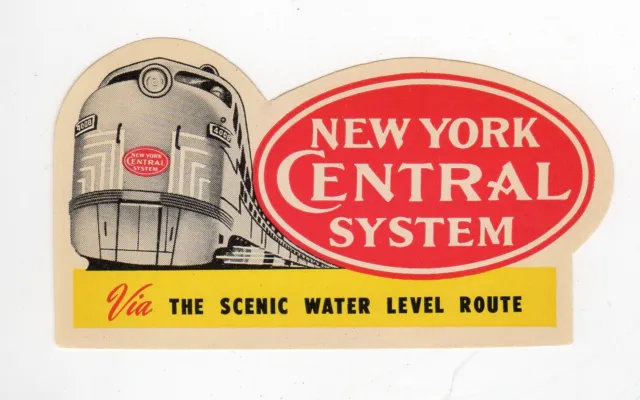 Vintage NEW YORK CENTRAL SYSTEM - Die-Cut Railroad Luggage Label, 1940s