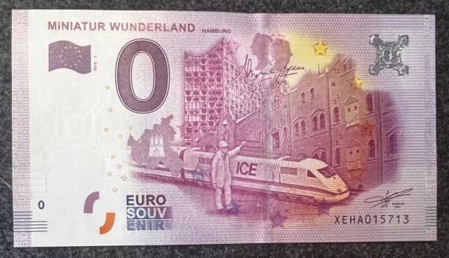 Null 0 Euro € Schein Souvenir 2016-1 Miniatur Wunderland Hamburg