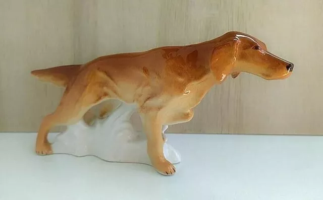 Perro de caza Setter URSS soviética figura de porcelana rusa Lomonosov LFZ 5905