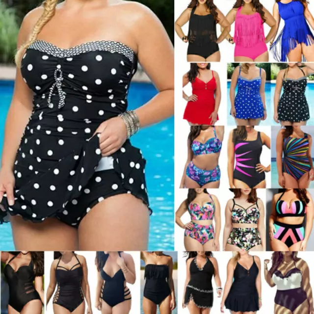 Plus Size Monokini Bikini Womens Swimsuit Swimwear Swimming Costume Beachwears∝