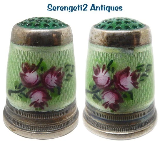 Antique Sterling Silver & Enamel Thimble ‘Germany’ *C.1900s