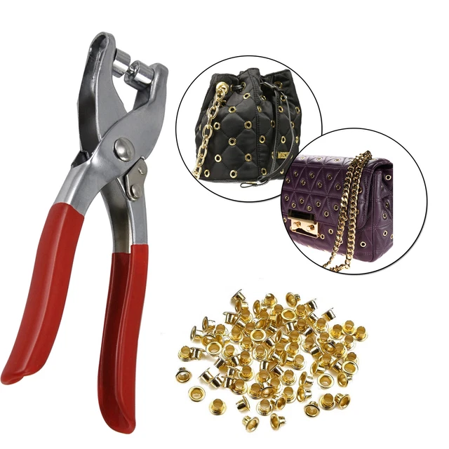 4mm Ojales Con Alicates Perforadora Herramienta Cuero Kit Manualidades 100pcs