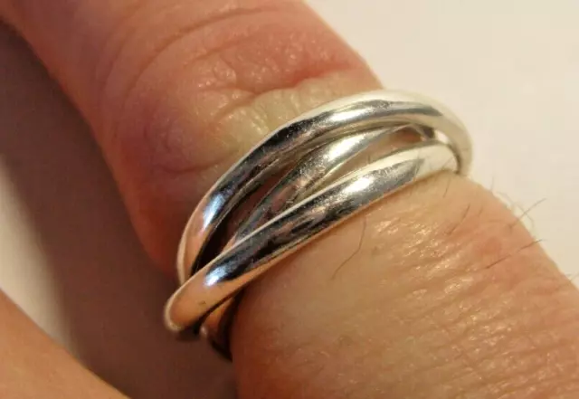 Sterling Silver 3 Band Russian Wedding Ring Band Ring Size M