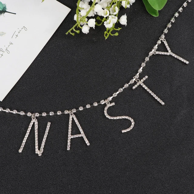 Mode Englisch Buchstaben Körperkette Strass Taillenkette Langer Trendy Gürtel