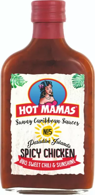 (1L €19,95) HOT MAMAS No.5 Paradise Islands Spicy Chicken BBQ Sauce 195ml