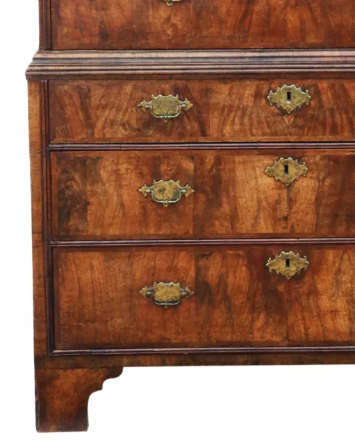 Antique fine quality 18th Century burr walnut tallboy chest on chest of drawers 3