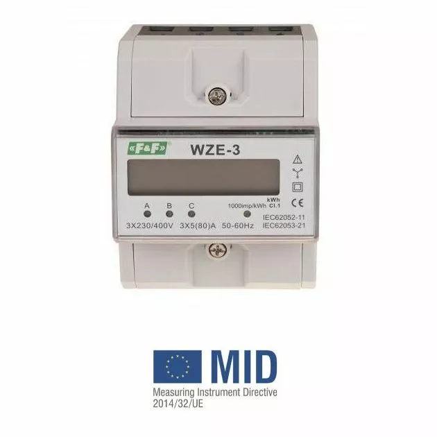 Compteur de consommation d'énergie triphasé, MID certifié WZE-3 F&F