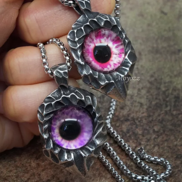 Gothic Cool Mens Punk Evil Eye Biker Pendant Necklace Stainless Steel For Men