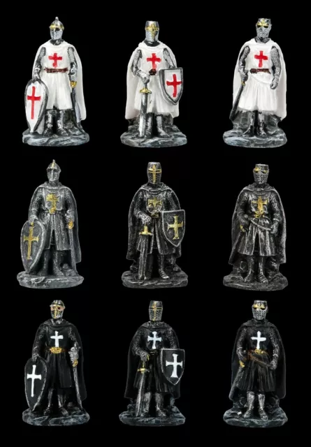 Kreuzritter mit Schwert Figuren - 9er Set - Fantasy Krieger Mittelalter Deko