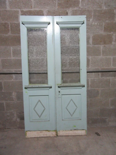 ~ Antique Oak Double Entrance French Doors ~ 44.5 X 83.5 ~ Architectural Salvage