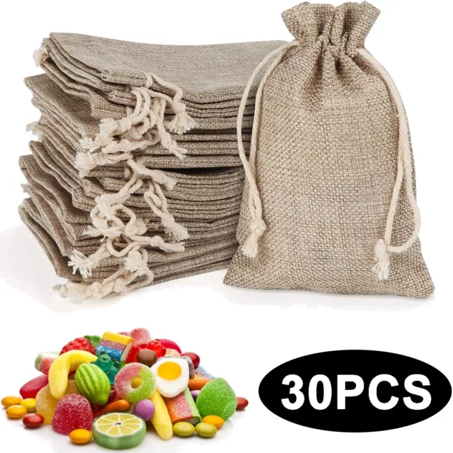 30X Hessian Bags Burlap Bags Cotton Drawstring Bag Hessian Fabric Small Gift Bag